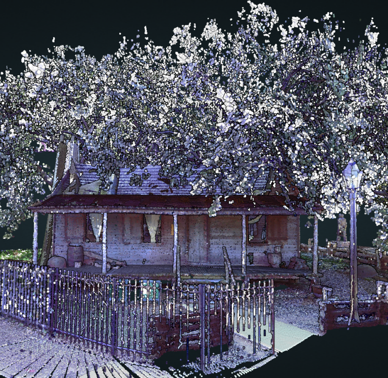 Historic Preservation Houston-laser scanning technology. 1823 Old Place-the oldest in Harris County.Buidling was scanned in 3D-point cloud sample as-built