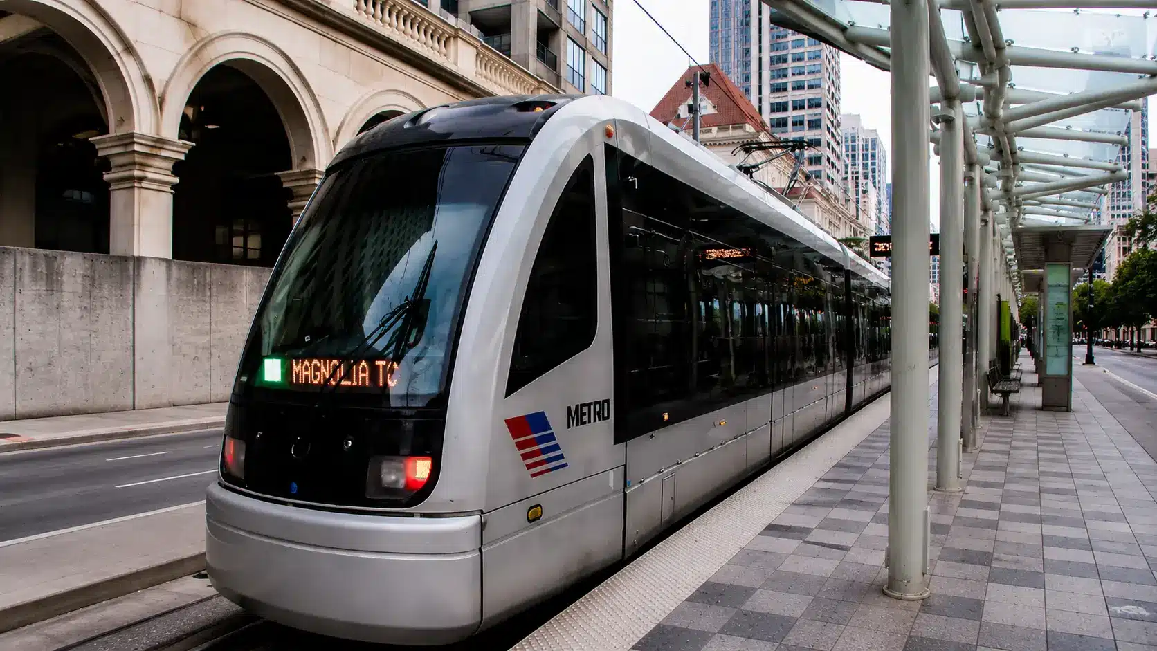 Light rail transit vehicle used for rail corridor mapping, asset inventory, and mobile LiDAR documentation services.