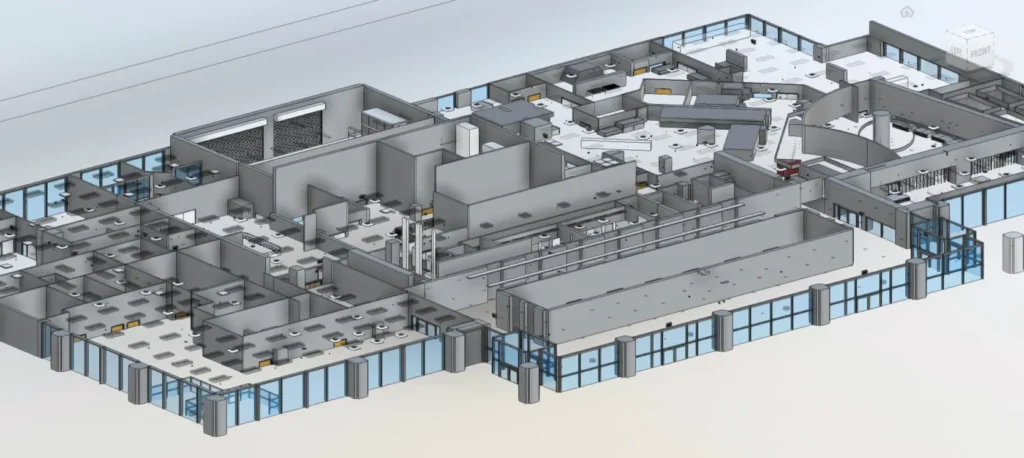 Revit model created from existing-condition building scan data