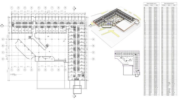 record drawings for existing hotel from 3d laser scan data