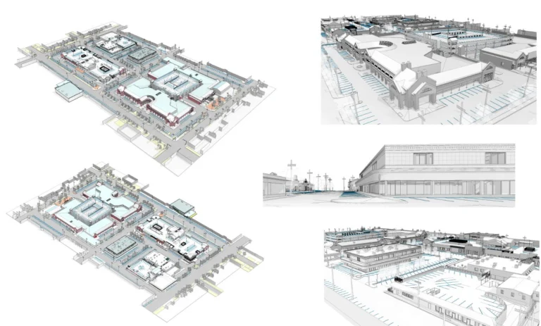 Existing condition Revit model of a large retail center