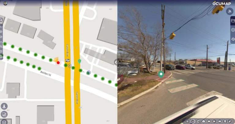 Mobile LiDAR corridor survey street-level GPS imagery used to verify roadway assets, intersections, and existing conditions.